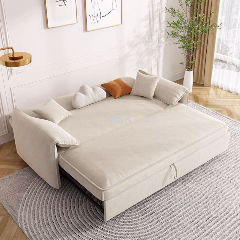 Grey Velvet Convertible Couch Foldable Sofa Bed For Sleeper