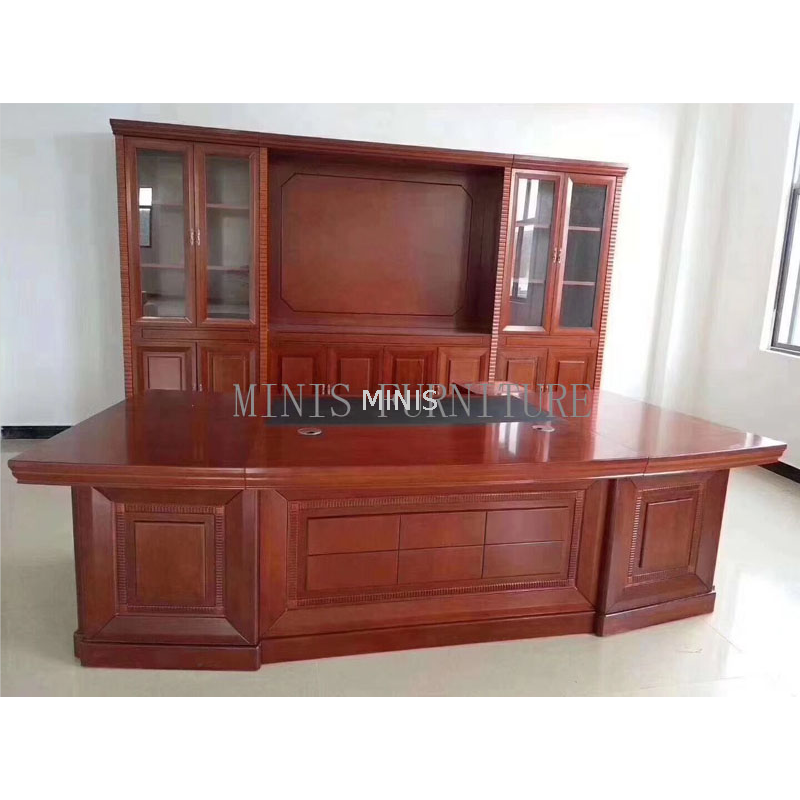 CEO L-shaped Executive Curved MDF Office Desks With Chairs