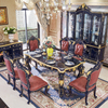 Dining Furniture Brown Wood Marble Dining Table With Chairs