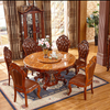 Dining Furniture Brown Wood Marble Dining Table With Chairs