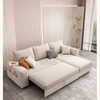 Beige Fabric L-shaped Foldable Sofa Beds With Storage