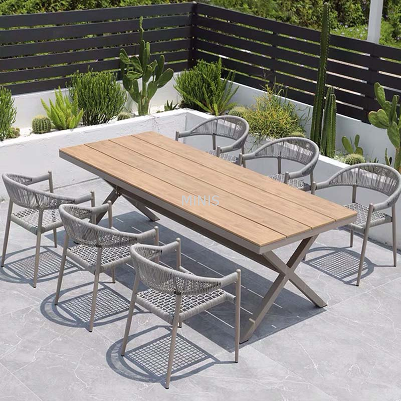 Restaurant Outdoor Garden Large White Table Dining Chair
