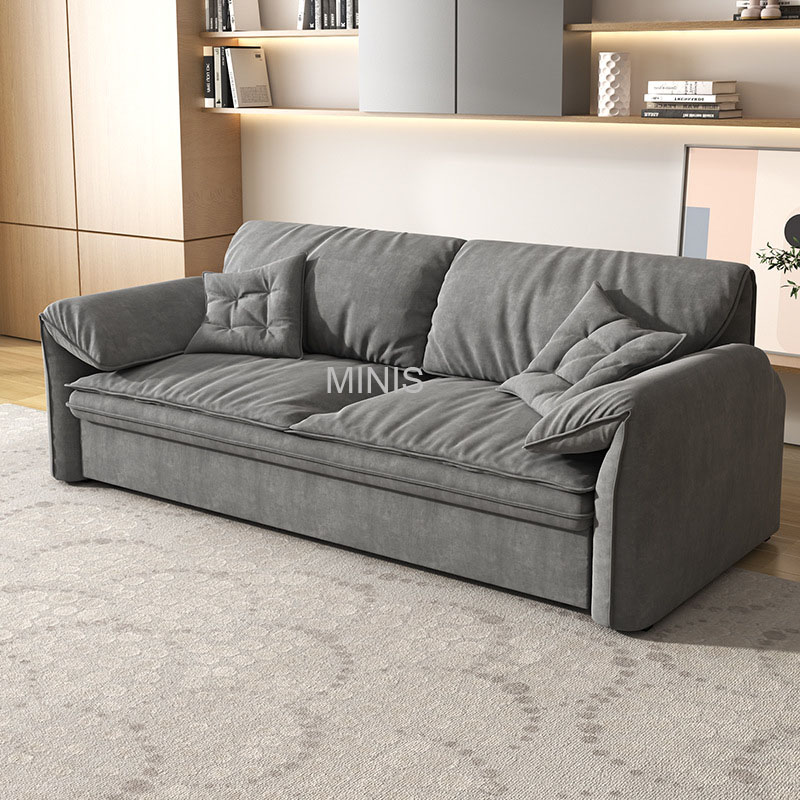 Grey Velvet Convertible Couch Foldable Sofa Bed For Sleeper