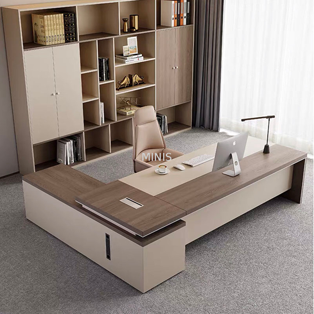 Modern L-shaped Executive Laminate Office Desks With Corner