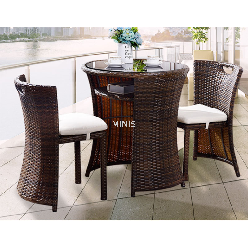 Outdoor Garden Round Table With Umbrella/Rattan Dining Chair