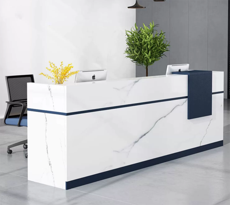 Laminate Minimalist Sleek Durable White Reception Desks