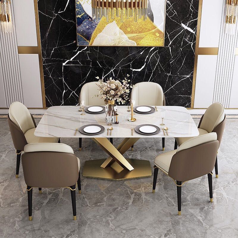 Simple Home Stylish Modern Rectangle Marble Dining Table
