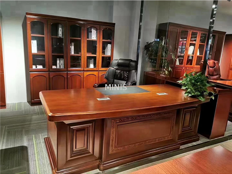 CEO L-shaped Executive Curved MDF Office Desks With Chairs