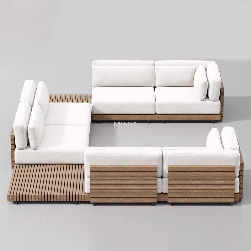 Modern Outdoor Garden Teak Wood Waterproof Durable Sofa