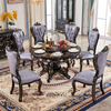 Beautiful Rectangle Wood Marble Gold Dining Table With Chair