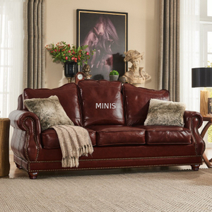Hotel/Office/Living Room American Brown Leather Sofa Couch