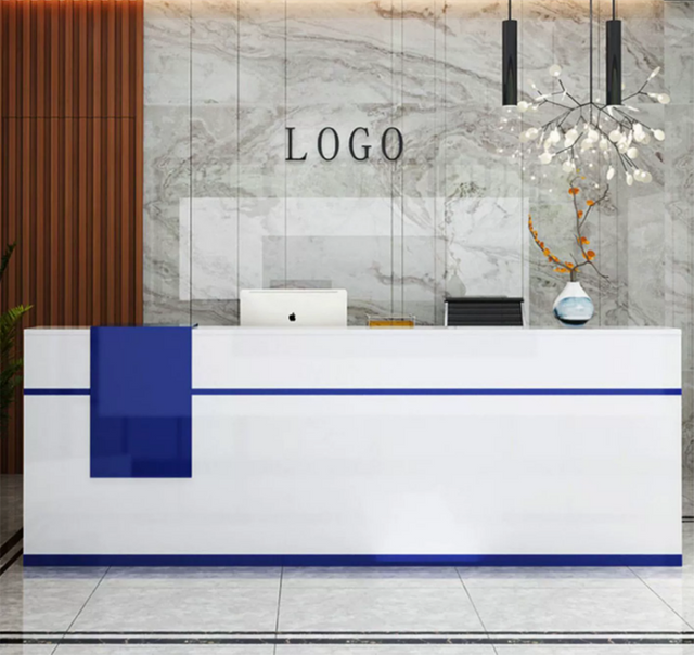 Laminate Minimalist Sleek Durable White Reception Desks