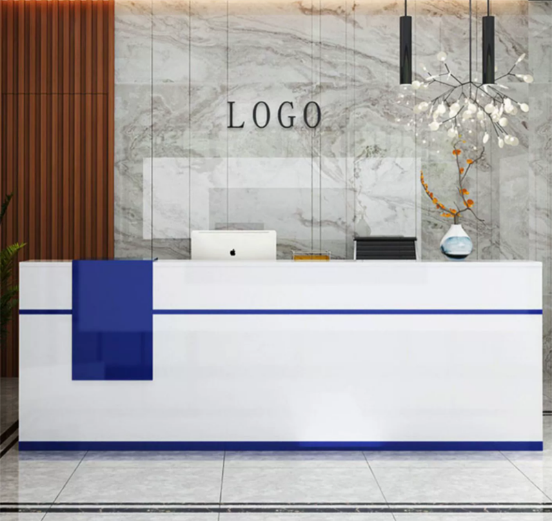 Laminate Minimalist Sleek Durable White Reception Desks