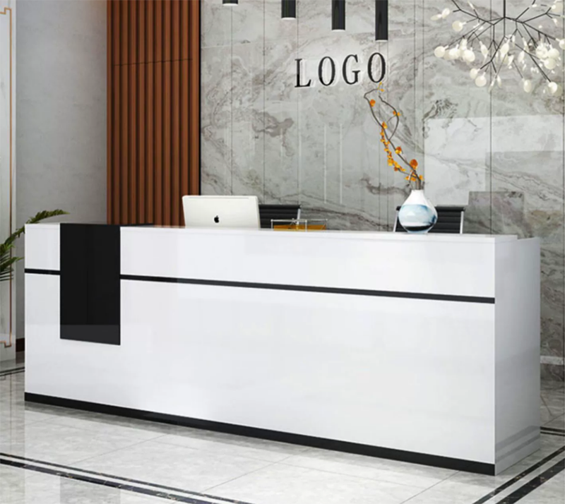 Laminate Minimalist Sleek Durable White Reception Desks