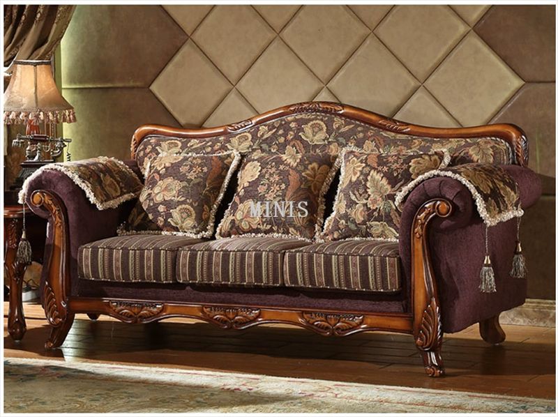 Vintage Brown Wooden Comfort Sofa For Living Room