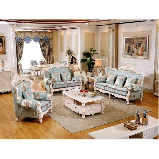 Indoor Living Room Elegant Wooden Frame Washable Fabric Sofa