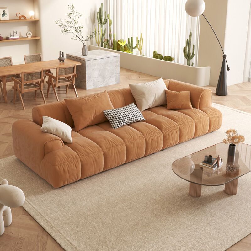 Living Room Modern Sectional Memory Foam Grey Velvet Sofa
