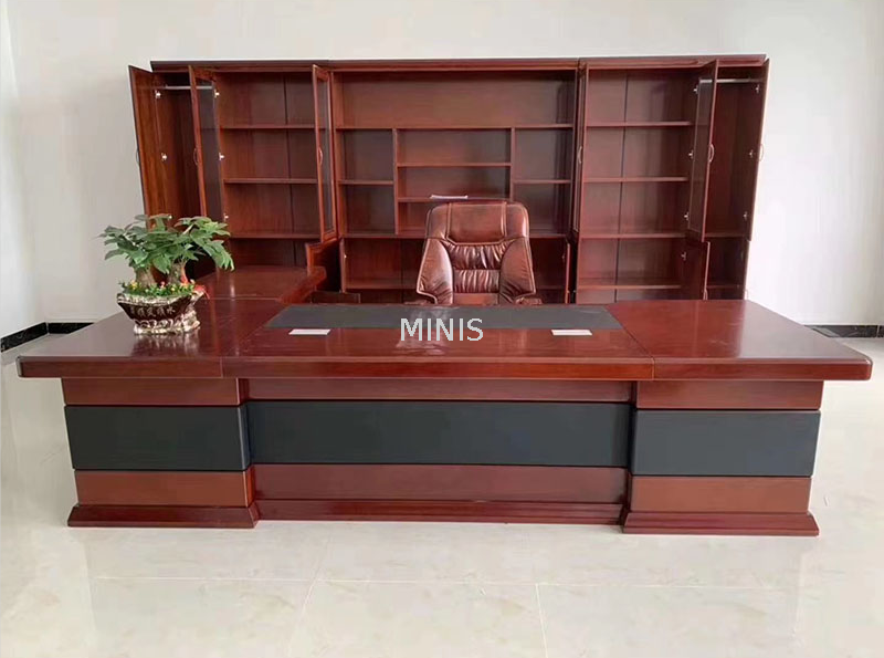 CEO L-shaped Executive Curved MDF Office Desks With Chairs