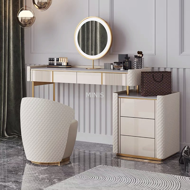 Bedroom White Elegant Dressing Tables With Drawers/Mirrors