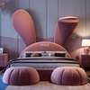 Kid Bedroom Girl Pink Bunny-shaped Children Bed