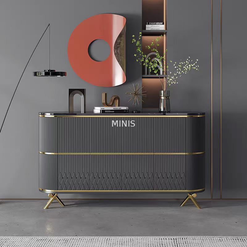 Living Room Modern Nice Black Sideboard With Marble Top