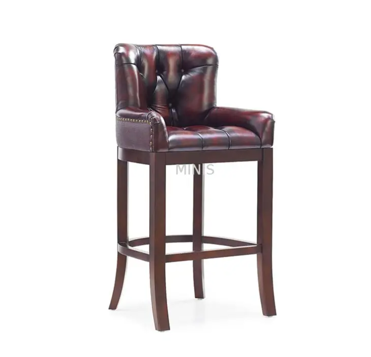 Hotel Restaurant Home High Leather Wood Pub Bar Chair 