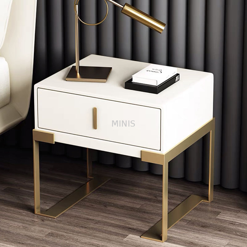Modern Bedroom/Living Room Small Gold Side Table With Drawer