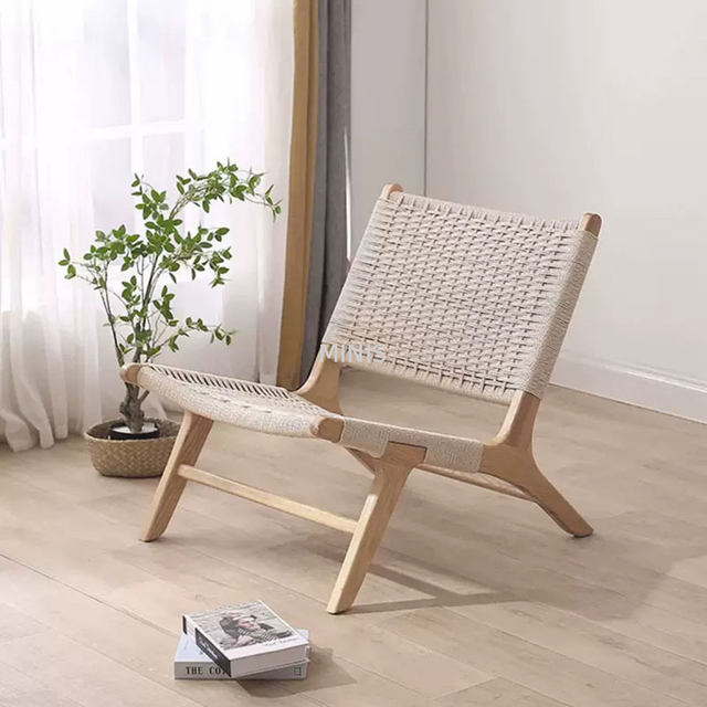 European Leisure Furniture Woven Rope Strong Wooden Chair