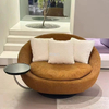 Living Room Big Round Swivel Fabric Sitting Chair With Table