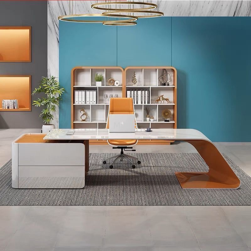 White Orange Work-related Creative Executive Office Desk