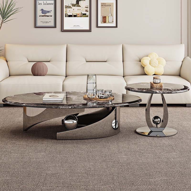 Living Room Marble Modern Oval Round Combined Coffee Tables 