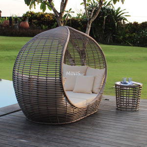 Outdoor Garden Balcony Aluminium Rattan Chair Bed Combined