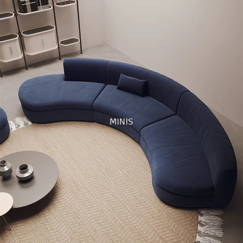 Living Room Couch Creative Curved Red Velvet Fabric Sofa