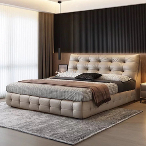 Bedroom Furniture Modern Comfortable Genuine Leather Bed