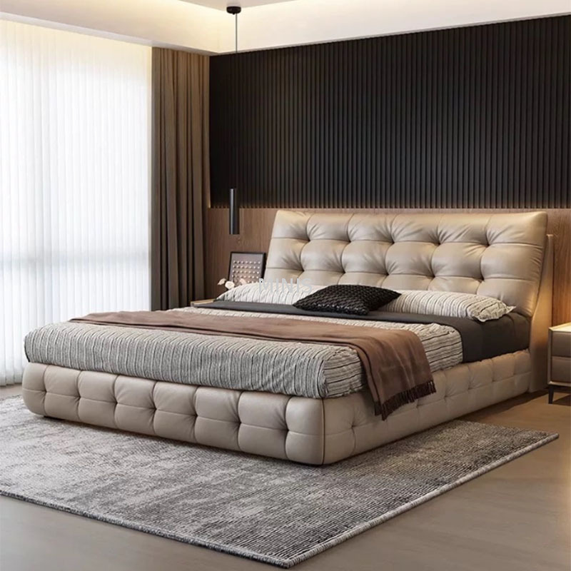 Bedroom Furniture Modern Comfortable Genuine Leather Bed