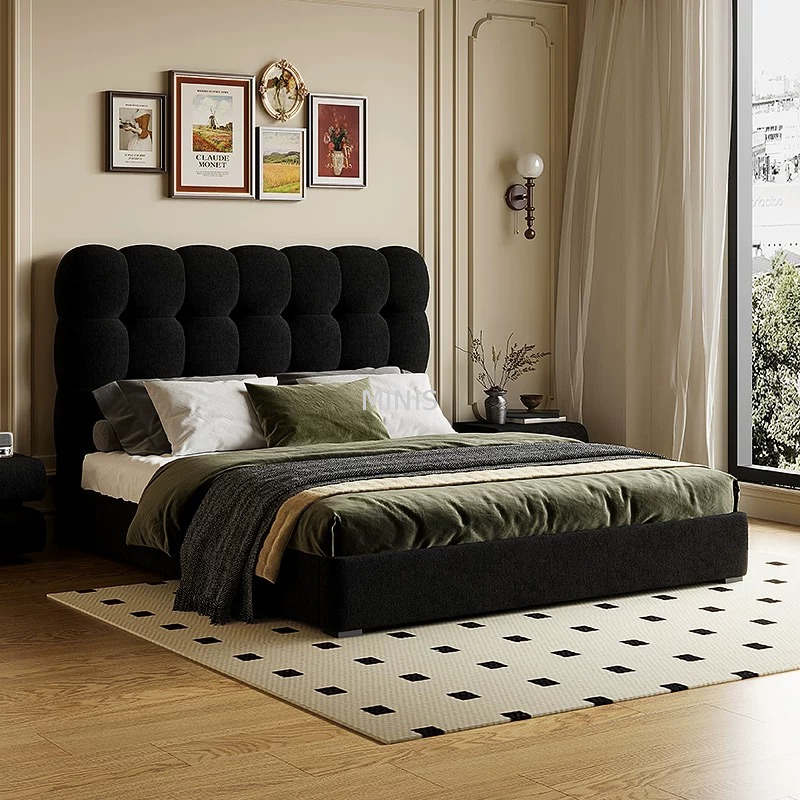 Bedroom Comfortable Furniture Adult White Leather Double Bed