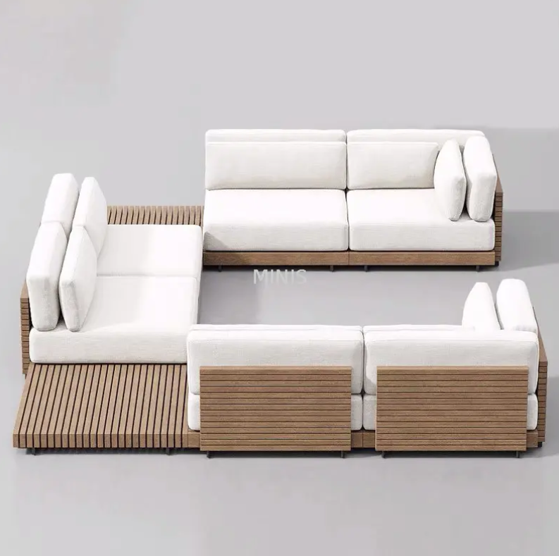 Modern Outdoor Garden Teak Wood Waterproof Durable Sofa