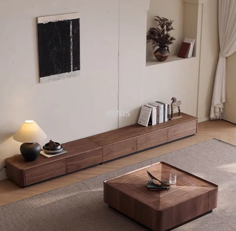 Lounge Living Room Sqaure Wood Coffee Table With Drawers 