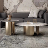 Modern Living Room Gold Metal Round Marble Coffee Tables
