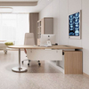 Rectangle Round Wood Office Desk With Side Corner Table