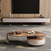 Living Room Wood Beige Leaf-shaped Coffee Table With Drawers