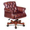 Vintage Nice Wood Red Cow Leather Rotary Office Armchair