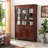 American Style Tall Wooden Bookcase With Glass File Cabinet