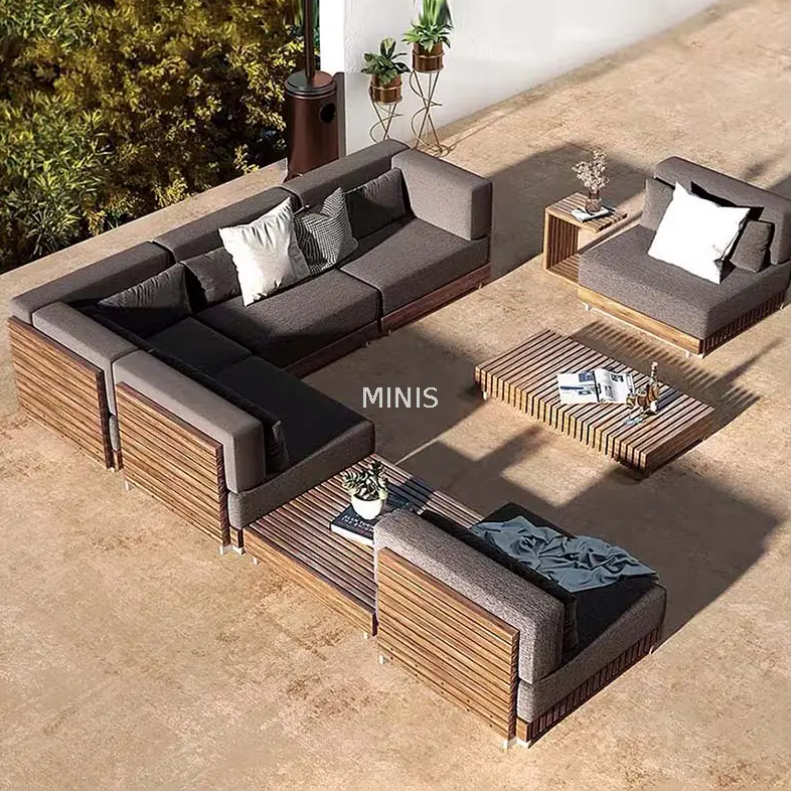 Modern Outdoor Garden Teak Wood Waterproof Durable Sofa