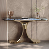 Entryway Modern Stylish Marble Small Slim Gold Console Table