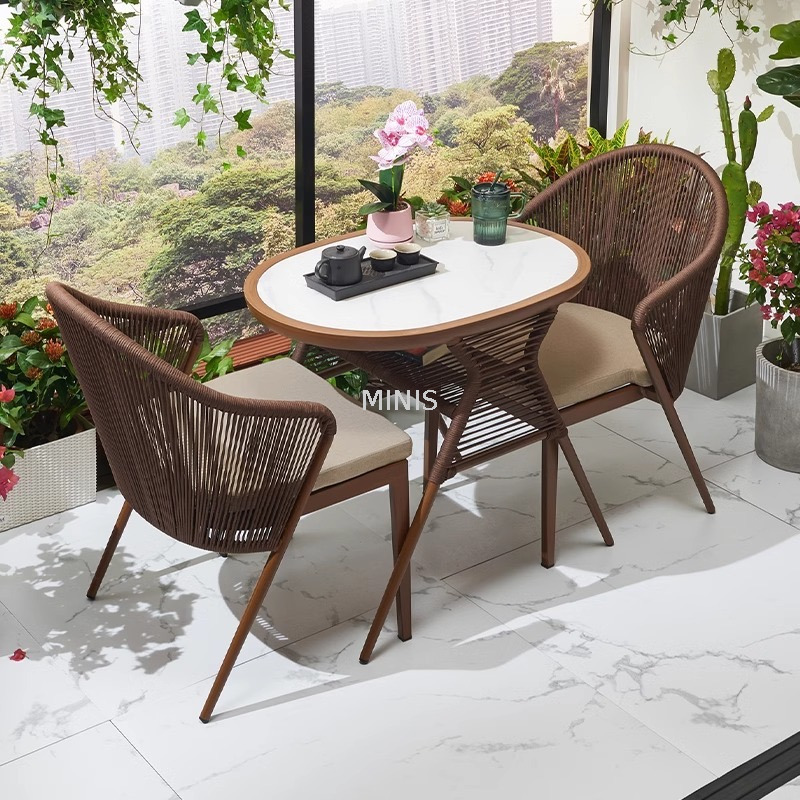 Balcony Dining table And Space-saving Hideable Chairs