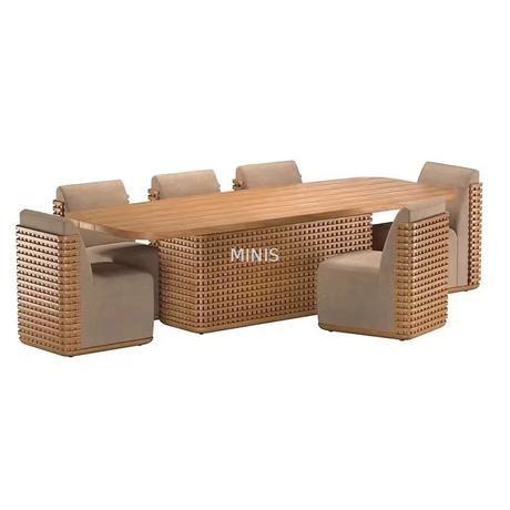 Outdoor Garden Anti-mold Teak Wood Dining Table With Chairs