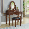 Bedroom Vintage Brown Wooden Dressing Table With Mirror