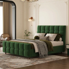 Bedroom Vintage Furniture Wood Frame Green Velvet Bed