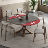 Modern Wood Leg Marble Top Dining Room Retractable Table